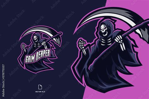 Skull Grim Reaper With Big Weapon Mascot Logo Character Cartoon For