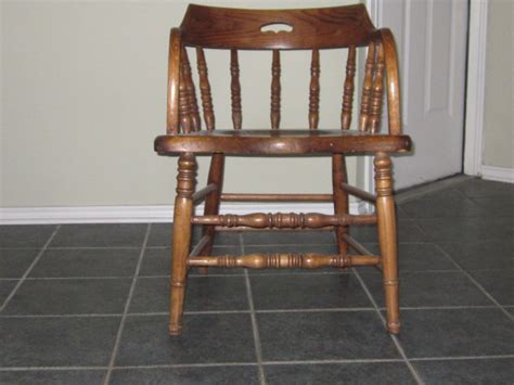 The chair's double x back offers an understated style element that promotes an open, airy feel. OAK PEDESTAL TABLE AND 4 TURN-OF-THE-CENTURY CAPTAIN'S ...
