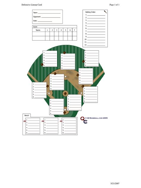 Baseball Depth Chart Template 2007 2024 Form Fill Out And Sign