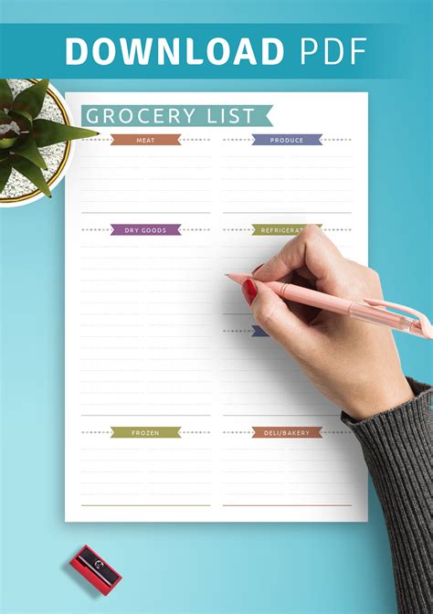 Download Printable Grocery List Template - Casual Style PDF