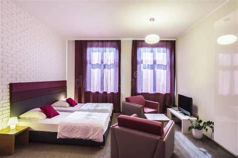 Hotel Room With Two Single Beds Stock Photo Image Of Home Bedding