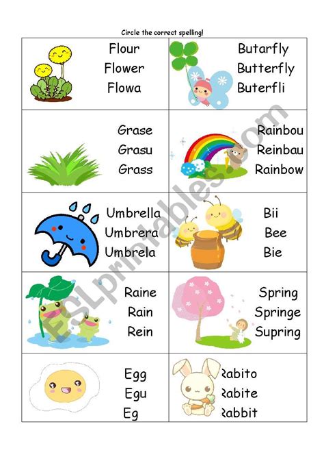 Spring Spelling Words