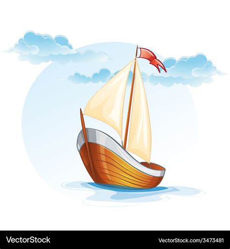 Cartoon Image A Wooden Sailing Boat Royalty Free Vector