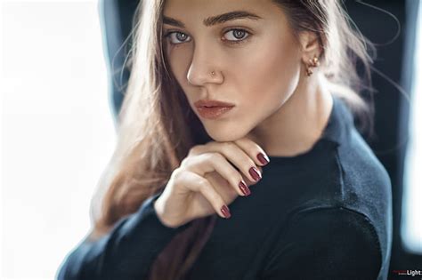 Red Nails Women Nose Rings Face Portrait Hd Wallpaper