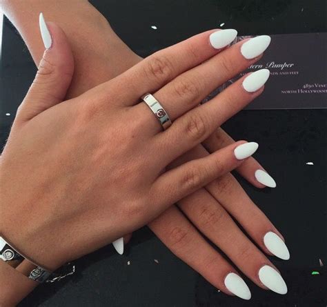 Matte White And Almond Shape Definably Getting This For My Next Nail