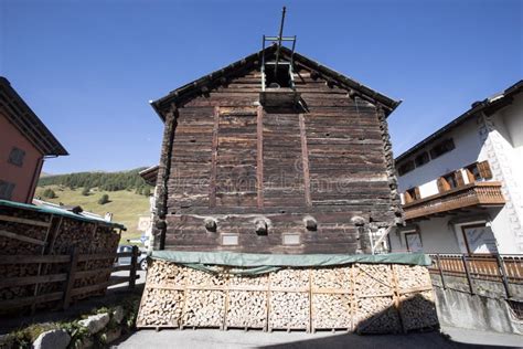 Typical Woden Mountain Houses Italian Alps Italy Stock Photo Image