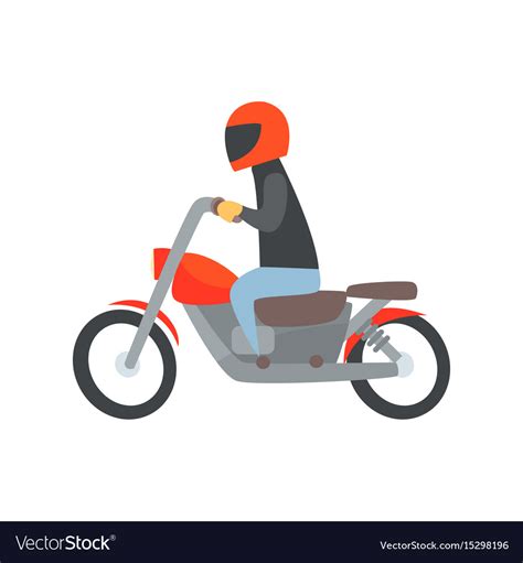 Man In Helmet Riding A Motorcycle Cartoon Vector Image