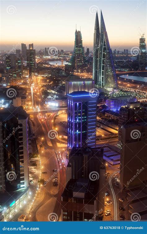 City Of Manama At Night Bahrain Stock Photo Image Of Asian Middle