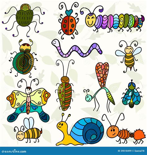 Cute Bugs And Funny Insects Stock Vector Illustration Of Beetle