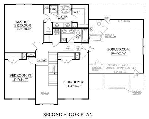 The CARVER Plan 2304 second floor plans. Traditional two ...