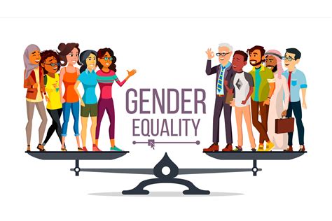 Gender Equality Vector Man Woman Male Female On Scales Equal