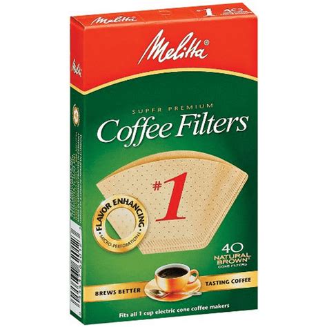 Melitta Super Premium 1 Cone Paper Coffee Filters Natural Brown 40