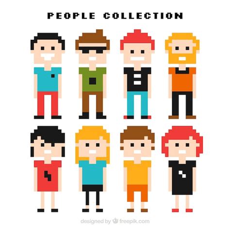 Set Of Pixelated Funny People Vector Free Download