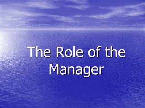 Nowadays, finance managers spend less time producing financial reports and prefer to invest more time in conducting data analysis. PPT - Role Of The Manager PowerPoint Presentation, free ...