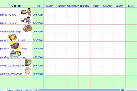 Childrens Chore Charts Archives My Excel Templates