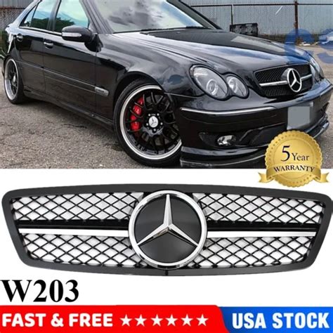 Black Amg Style Front Bumper Grill For Mercedes Benz C230 C350 C32 W203