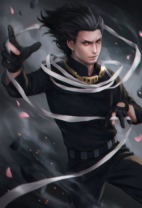 An Anime Character With Black Hair And Gloves