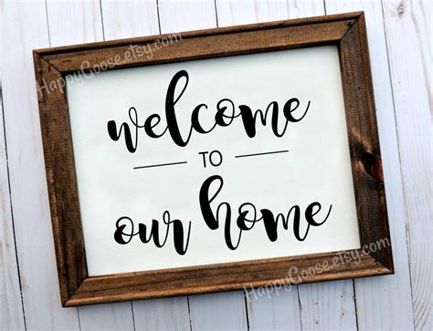 Wall Canvas Sign Reverse Canvas Welcome To Our Home Etsy