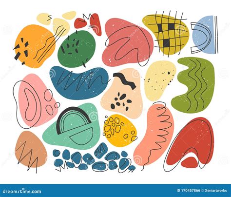 Set Of Vector Colorful Hand Drawn Organic Shapesdoodleselements And