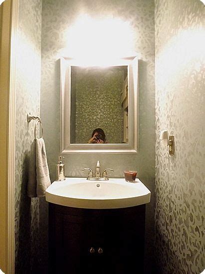 Stenciled Powder Room Reveal Guest Bathroom Design Powder Room Redo