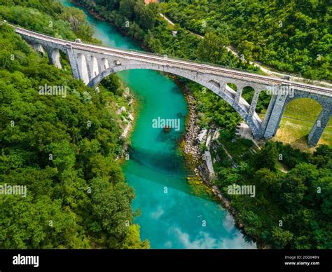 Solkan Bridge In Slovenia Over River Soca World Largest Stone Rail