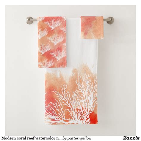 Modern Coral Reef Watercolor Nautical Monogram Bath Towel Set Zazzle