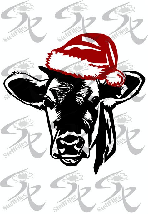 Download Vector COW Christmas Hat,calf head,AI,PNG,svg,dxf,eps,jpg ...
