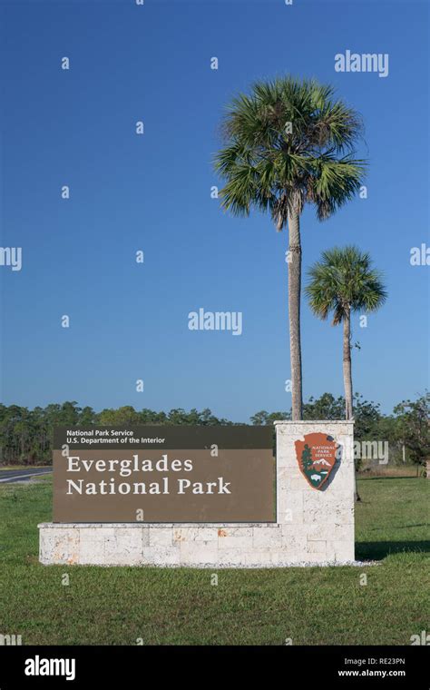 Entrance Sign At The Ernest F Coe Visitor Center In Everglades