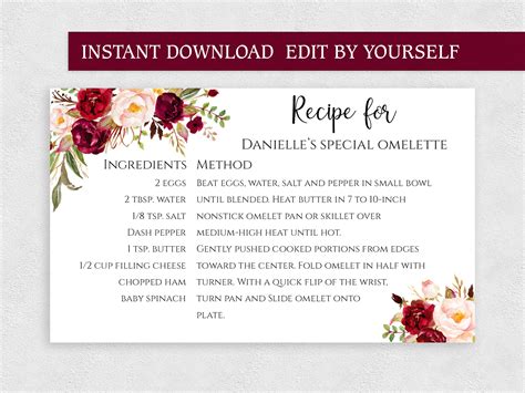 These printable recipe cards work best when. EDITABLE 3x5 Recipe cards PDF template Printable Custom recipe card for Bridal Shower Instant ...
