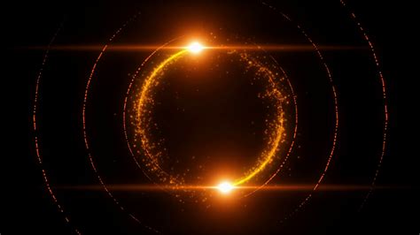 Lens Flares Spinning And Forming Particles Ring Orange Gold Motion