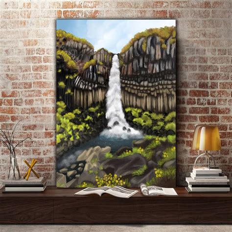 Finally Finished With My Landscape Painting Of The Icelandic Waterfall
