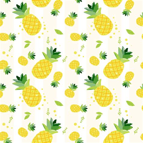 Cute Hand Draw Doodle Summer Pineapple Fruits Pattern Seamless
