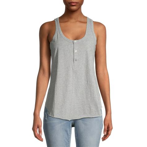 Time And Tru Time And Tru Womens Rib Henley Tank Top