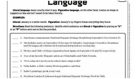 Literal And Nonliteral Language Worksheets | 99Worksheets