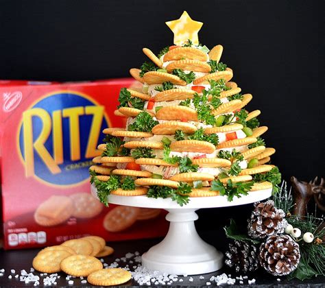 Holiday Ritz Crackers Veggie Cream Cheese Appetizer Tree Christmas