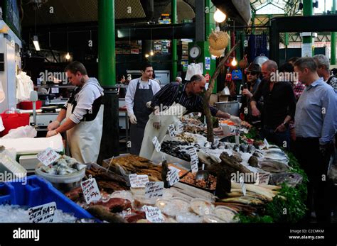 Fishmongers Stall At Borough Market Southwark London England Uk