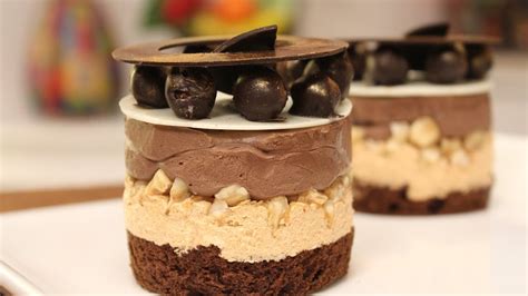 Fruit tarts with yogurt mousse and hazelnut meringues. Chocolate Hazelnut and Caramel Mousse | Sanjeev Kapoor ...