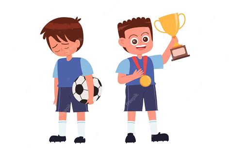 Premium Vector Win And Lose Football Match Kids Cartoon Vector