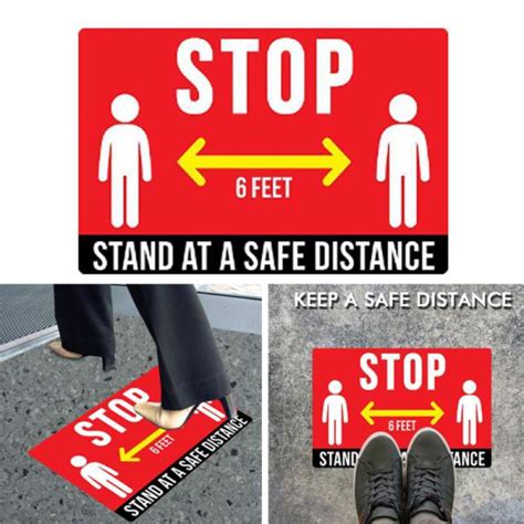 Promo Pvc Social Distancing Floor Signs Wait Here Stand Here Sticker