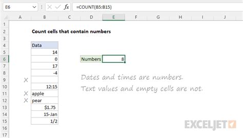 Count Cells That Contain Numbers Excel Formula Exceljet