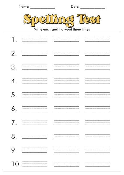 10 Best Images Of Free Printable Spelling Test Worksheets Printable