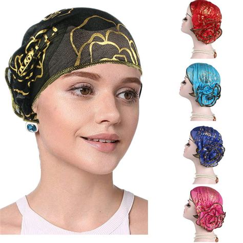 Visland Women Flower Elastic Turban Hat Mesh Head Scarf Wrap Chemo Cap