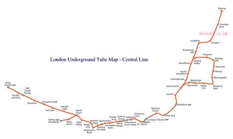 London Underground Tube Map Central Line Map