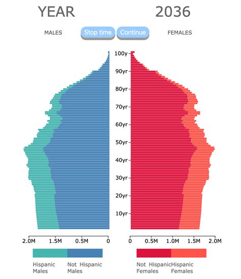Population Pyramid Of The Usa By Ethnicity