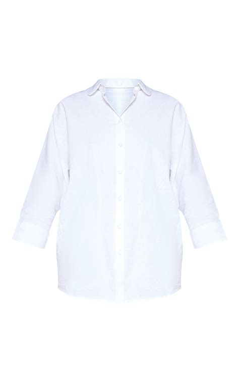 White Oversized Shirt Tops Prettylittlething