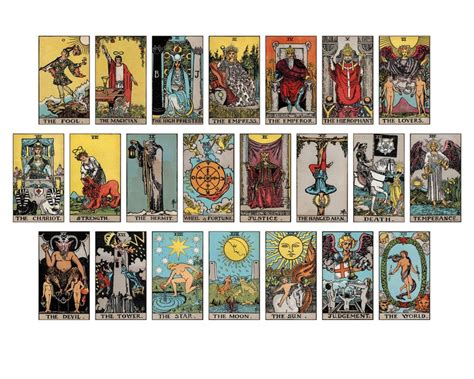 78 Rider Waite Tarot Cards Full Color High Resolution Pngs Etsy