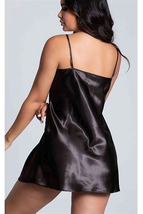 Sexy Black Nightgown Black Satin Mini Nightie Babydoll Etsy