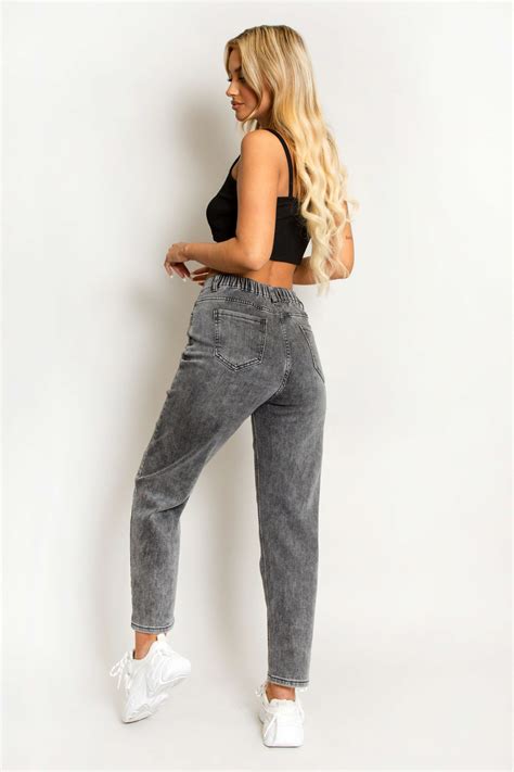 Black Washed Cropped Mom Jeans Dressed In Lucy