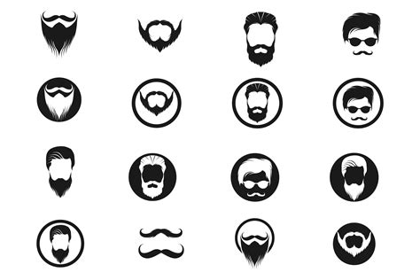 Beard Logo and Symbol Vector Set Gráfico por Alby No Creative Fabrica
