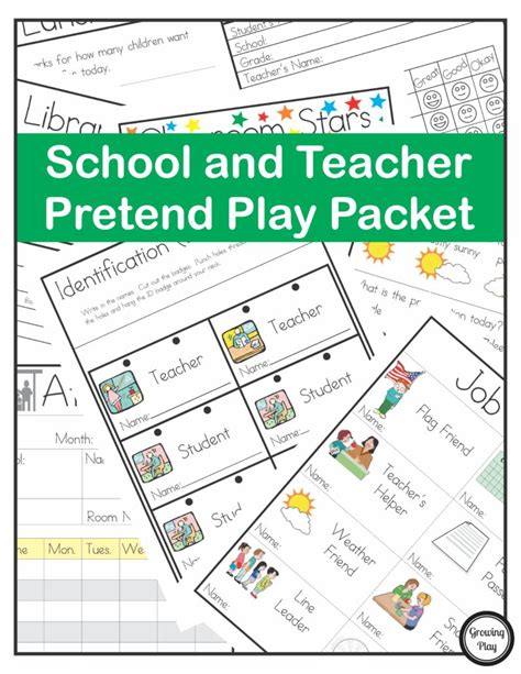 School And Teacher Pretend Play Packet Growing Play